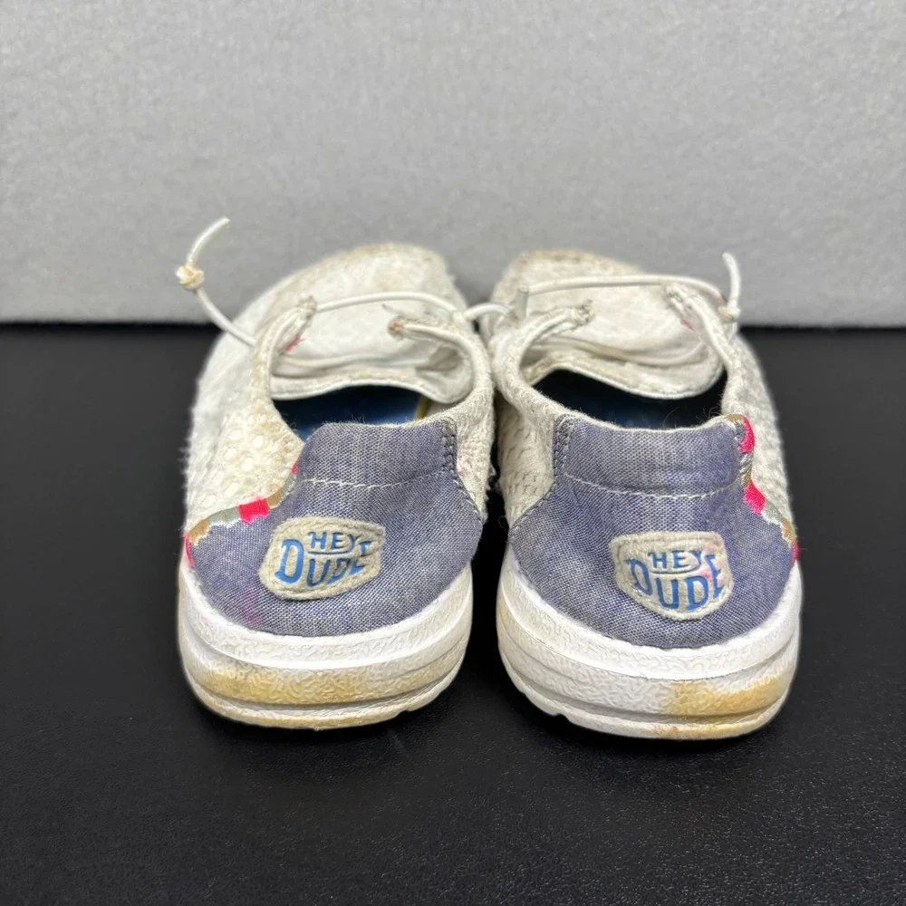 HEYDUDE Wendy Boho Crochet White Shoes Girls Youth Size 12 Kids Low Top Slip On